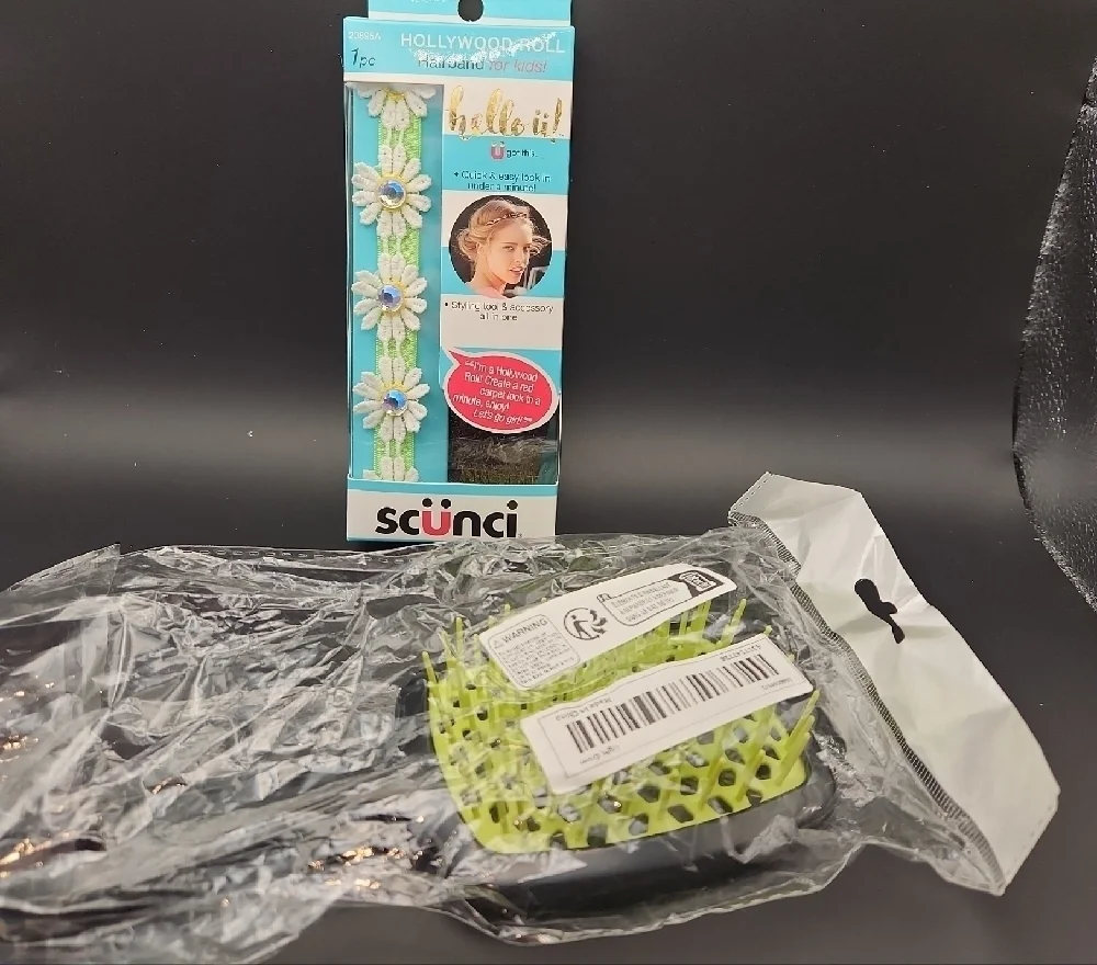 Black Neon Green Hairbrush Headband Bundle
